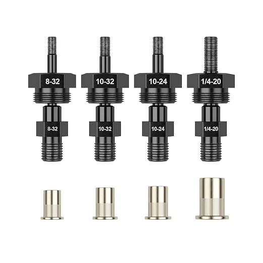Beaspire 4 PCS Cordless Drill Electric Rivet Gun's 8-32, 10-24, 10-32, 1/4-20 Mandrels