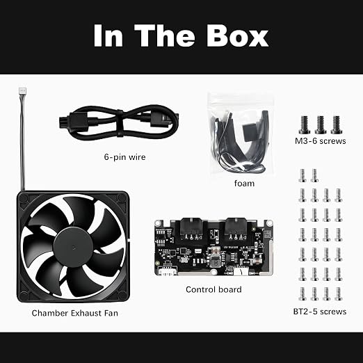 Original Bamboo P2S External Exhaust Fan Kit for Bambu Lab P2S 3D Printer, Active Airflow Exhaust Ventilation Upgrade - Reduce VOC & Fumes, Improve Filtration & Print Environment