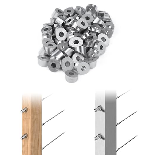 Muzata 50 Pack 1/4" ID Cable Railing Angle Washer 25 30 35 Degrees T316 Stainless Steel Angle Beveled Washer for 1/8" 5/32" 3/16" Cable Railing Hardware Kit CR25