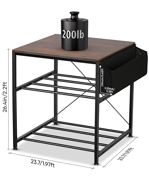 AHOWPD 3D Printer Stand with Filaments Storage - 3D Printer Table Filament Storage Rack Heavy Duty 3D Desk for Workshop Studio Office (Brown)