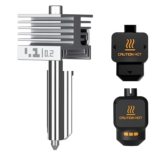 Upgraded 0.2mm X2D/ P2S/ H2D/ H2S/ H2C/ A1/ A1 Mini/ A2L High Speed Integrated Hotend with Hardened Steel Nozzle,High Temp Extruder Hot End Replacement with Silicone Cover for Bambu Lab 3D Printers