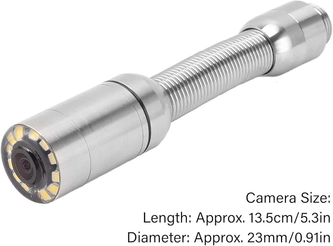23mm Sewer Inspection Camera Head, Stainless Steel Professional IP68 Pipe Drain Endoscope Camera Accessory with 12 LED Lights