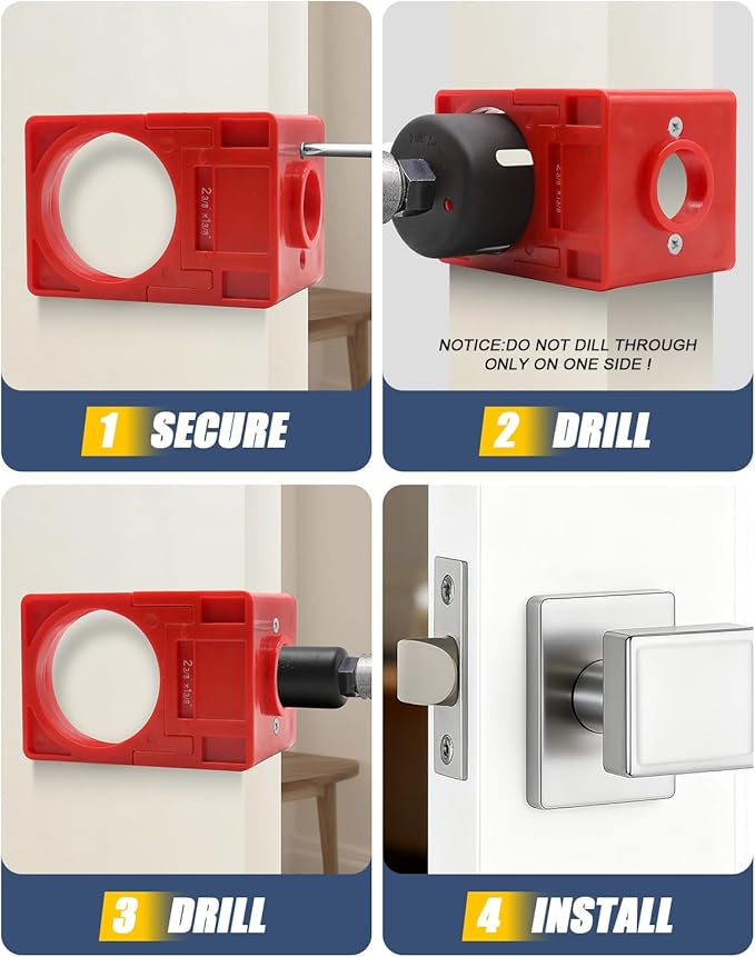 ALL-IN-ONE Door Hinge Jig, Door Lock and Door Latch Installation Kit, Aluminum Alloy Router Template for Hinge Mortising from 2.5" to 5" and Types of Square, 1/4", 5/8" Radius, Door Hole Drilling Kit