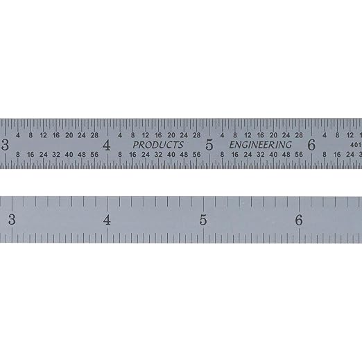 PEC Tools 24" Flexible Metal Ruler, Machinist Rule Made from High-Quality Carbon Steel with Satin Chrome Finish, 4R Graduaction (1/8", 1/16", 1/32", 1/64"), Trusted by Professionals, Made in USA