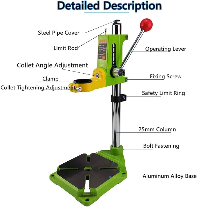 Floor Drill Press Stand for Hand Drill, 90 Degree Rotating Adjustable Universal Bench Clamp Drill Holder Drill Press Adapter Workbench Repair Tool for Benchtop Repair