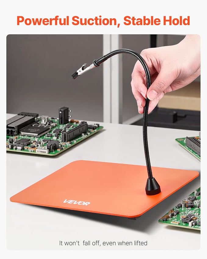 VEVOR Magnetic Helping Hands Soldering Station, 4 Flexible Arms Third Hand Tool, with 6 PCB Pillar Holders & 360 Hot Air Gun Holder, Heavy-Duty Base Soldering Helper for Electronic Repair Craft