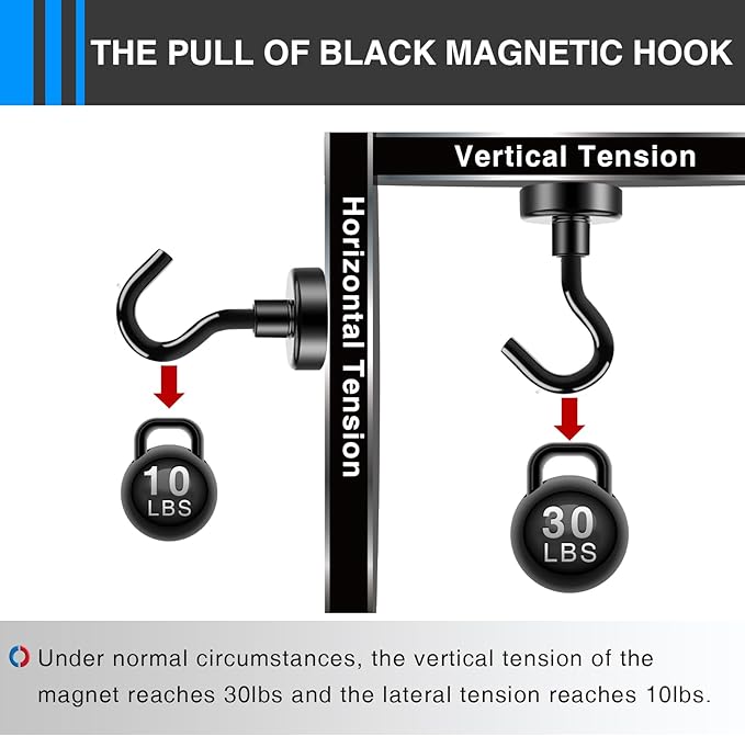 LOVIMAG Magnetic Hooks, Cruise Essentials 2026, 12 Pack-30LBS | Heavy Duty Strong Magnet Hook for Cruise Cabin, Refrigerator Fridge, Ship, Classroom, Kitchen Grills, Black