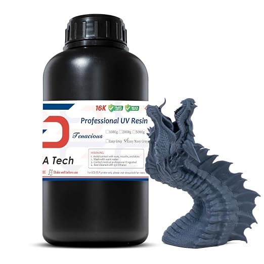 Siraya Tech Tenacious Easy Navy Grey 3D Printer Resin, Easy-to-Print Flexible Resin with High Impact Resistance, Great Resolution, and High Toughness - No Mixing Needed, Perfect for MSLA/DLP/SLA, 1kg