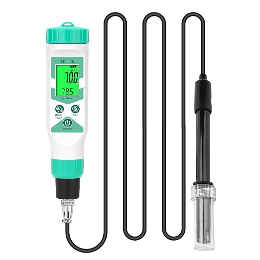 Smart pH Meter for Laboratory, Digital pH Tester, Accurate Hydroponic pH Test Kits, pH Meter with line for Pool Aquarium Water Treatment Accurately Measure and Monitor pH in Wide Range of Media