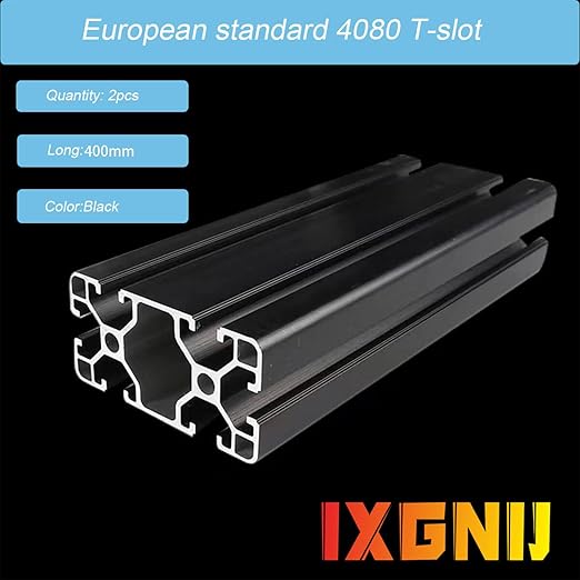 IXGNIJ 4080 T Slot Aluminum Extrusion for 3D Printer Parts and CNC DIY Black 400mmX2