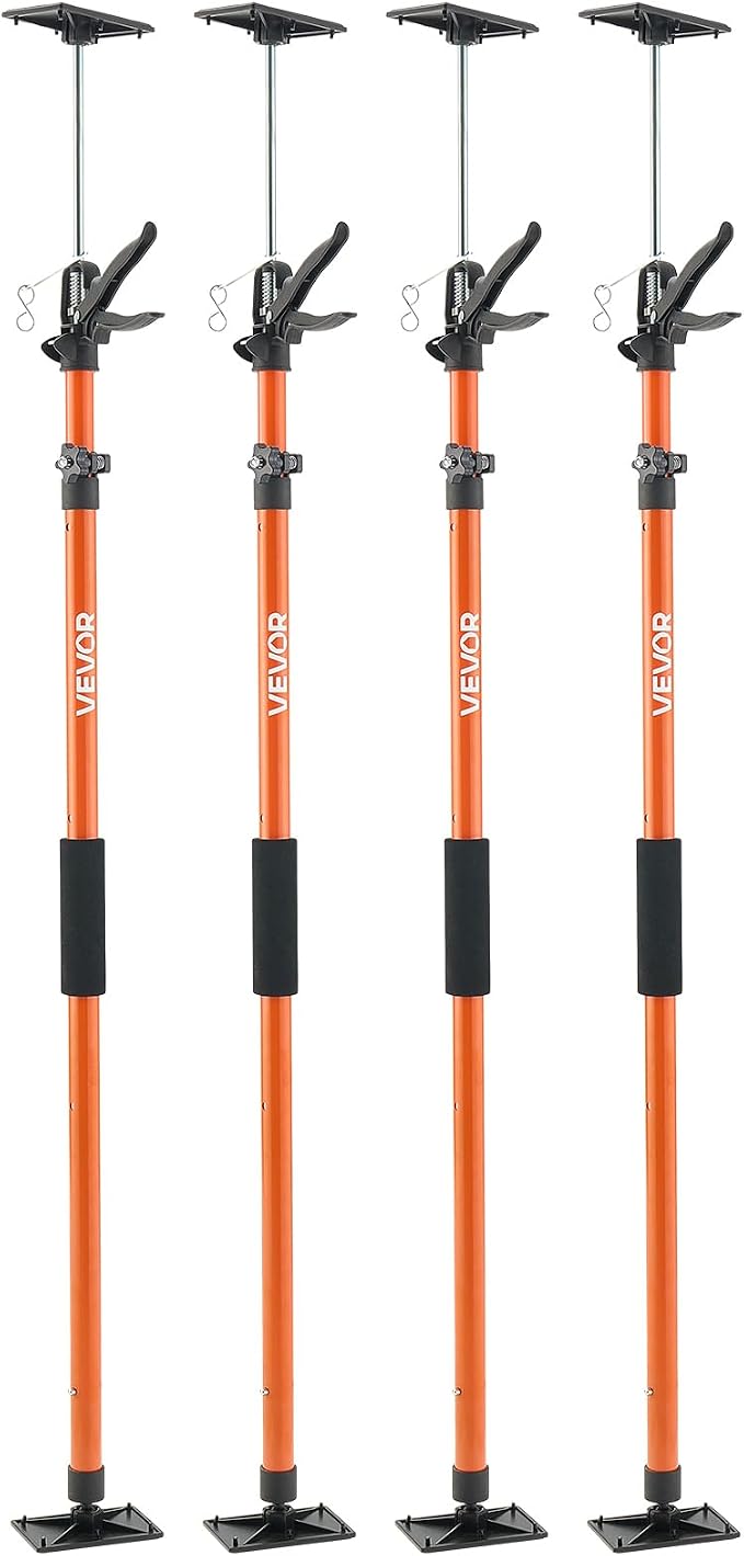 VEVOR Cabinet Jack Support Pole, 4-Pack, 45.7-114.2 Inch Steel Telescopic Quick Support Rod, Adjustable 3rd Hand System up to 154 lbs Capacity for Installing Cabinets, Lifting Drywall, Cargo Bars