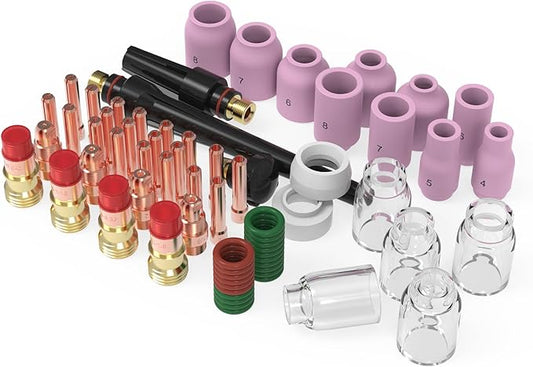 YESWELDER 68 Pcs TIG Welding Torch Stubby Gas Lens Glass Cup Kit For WP-17/18/26