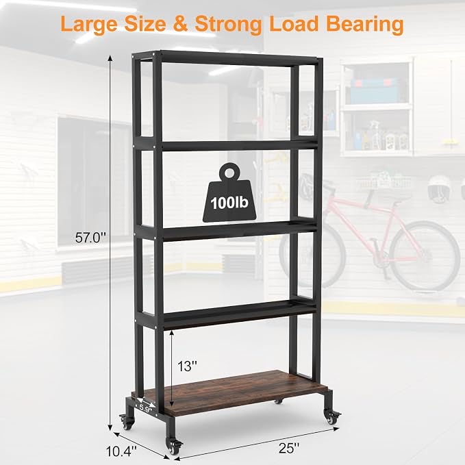 Ormeli 3D Printer Filament Storage Rack, 5-Tier 3D Printing Filament Metal Rack for Filament Spools PLA/ABS/TPU/Nylon, Large Capacity Heavy Duty Filament Spool Holder for 3D Printing Studio, Workshop