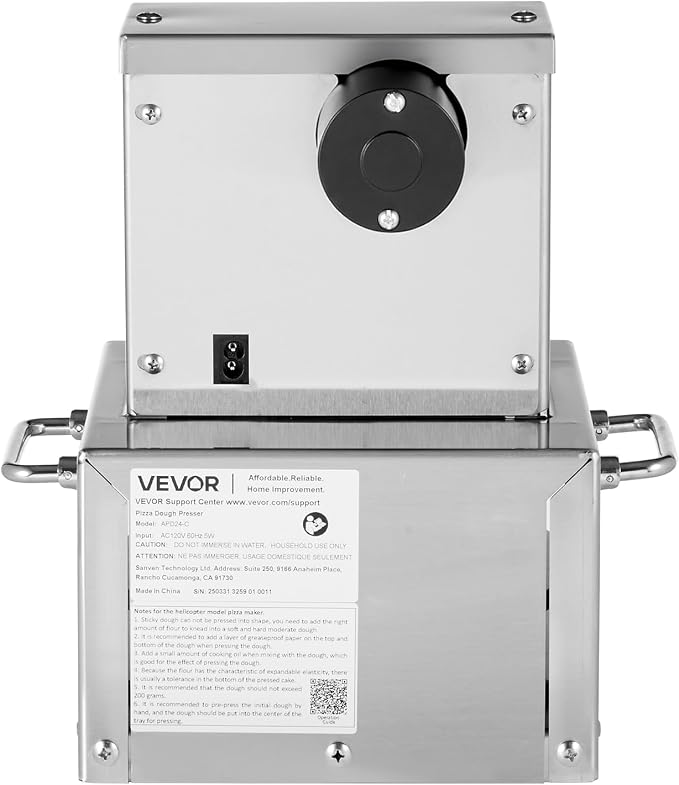 VEVOR Electric Pizza Dough Press Machine, 6 Inch Pizza Pastry Press Plate, Stainless Steel Bread Presser, Commercial Forming Machine with Adjustable Thickness and 100 Sheets of Parchment Paper