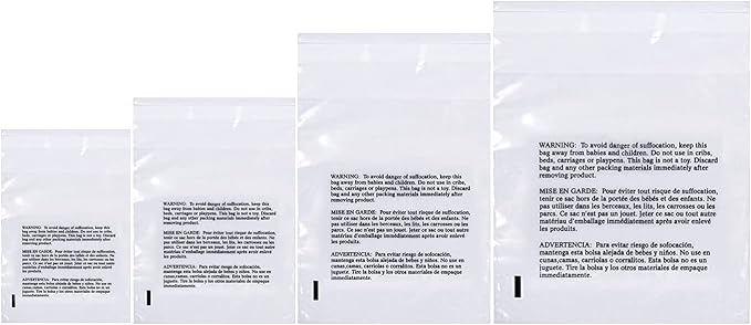 Poly Bags Suffocation Warning 400 pc Combo Pack 4x6 5x7 6x9 8x10 Resealable