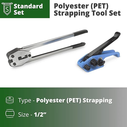 IDL Packaging Standard Strapping Tool Set for 1/2" Polyester (PET) Strapping – Poly Strapping Tensioner and Sealer – Ready-to-Use Packaging Strapping Kit