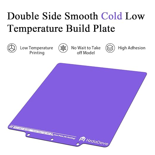 HzdaDeve Cool Plate for AD5X/5M/5M Pro Low Temperature Cold Build Plate No Heating No Glue Double Sided Smooth Board Sheet Bed PEI Heated Bed Spring Steel Platform for Flashforge 3D Printer (Purple)