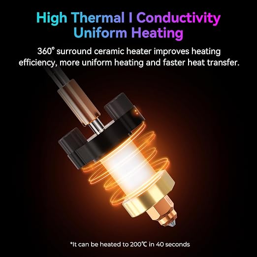 Creality Official K1/K1 MAX/K1C/K1 SE Upgrade Hotend New Version, K1C Ceramic Heating Block Kit, Support 300°C High Temperature and 600mm/s Fast Speed Printing, for Creality K1 Series 3D Printer