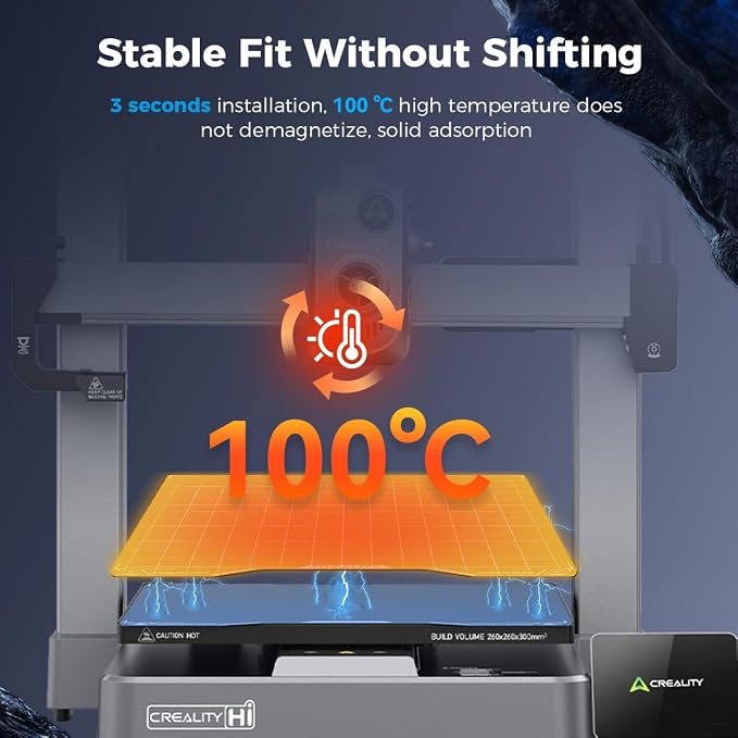Creality Hi Build Plate Bed, PEI Double Sided Black Textured Plate, 280×265mm Flexible Spring Steel PEI Sheet, Easy Model Removal 3D Printer Platforms for Creality Hi Combo 3D Printer