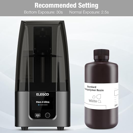 ELEGOO 3D Printer Resin, 405nm Fast UV Curing Standard Photopolymer Resin, High Precision, Non Toxic 3D Resin for Saturn 4/Saturn 3/Mars 5/Mars 4, LCD/MSLA/DLP 3D Printing, White 1000G