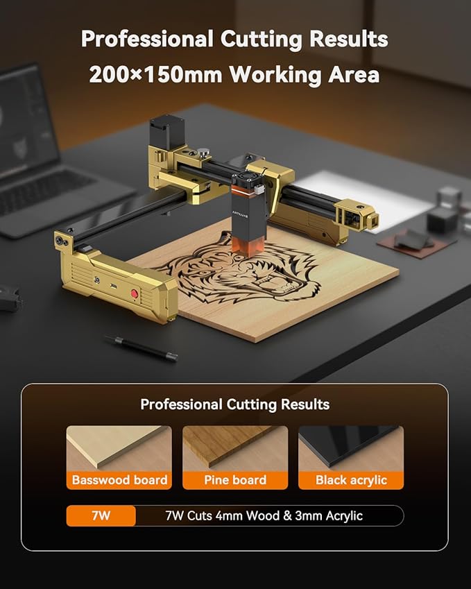 Laser Engraver Portable Laser Cutter Foldable Laser Engraving Machine for Small Business 200x150mm Working Area for Wood Leather Acrylic Coated Metal–DIY & Crafting T1-3000mW