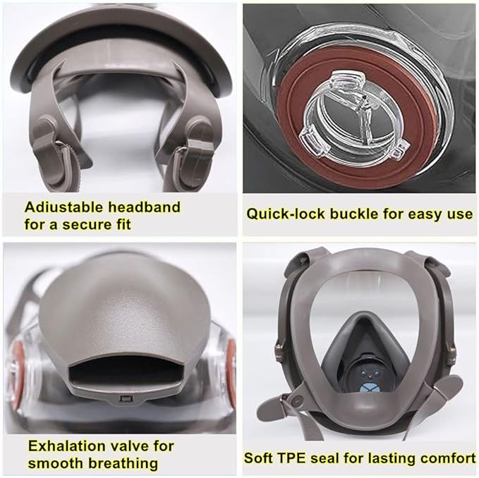 Full Face Respirator Mask with Filters,Reusable Gas Mask for Painting,Welding,Woodworking,Sanding,Spraying