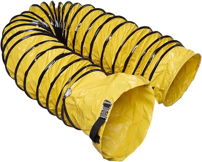 16ft Ducting Hose PVC Flexible Duct Hosing with Connecting Belt & D-Shaped Rings for 12inch Utility Blower Ventilation Fan Exhaust Fan (12in x 16ft)