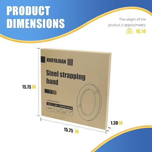 3/4" x .020" x 300' Black Steel Strapping Coil with Portable Dispensed Box Painted and Waxed Metal Band for Pallet Banding(1800 lbs Break Strength)