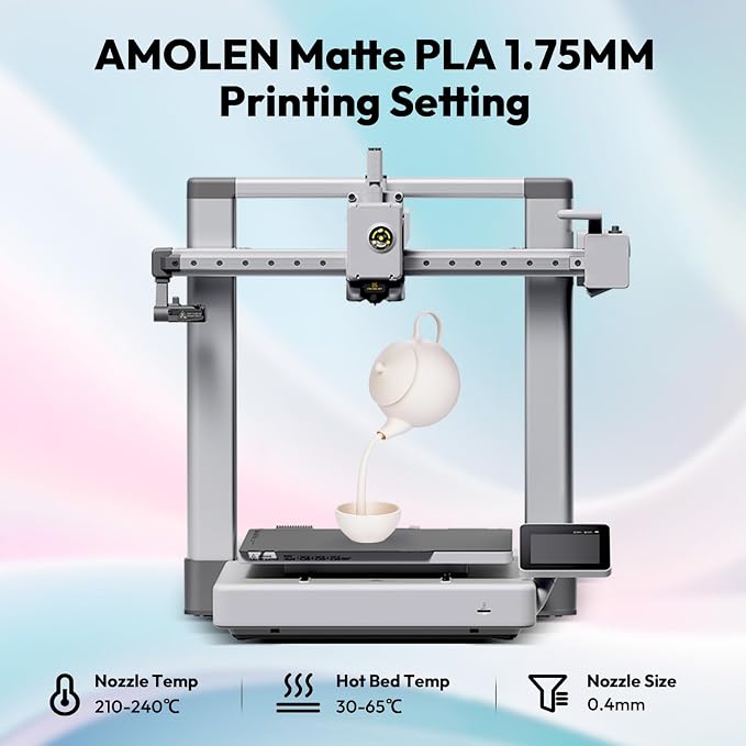 AMOLEN PLA Matte 3D Printer Filament Bundle, PLA 1.75mm Craftsman Color Quartet Set, Porcelain White/Terracotta/Delft Blue/Sand Beige, 200g X 4 Spools