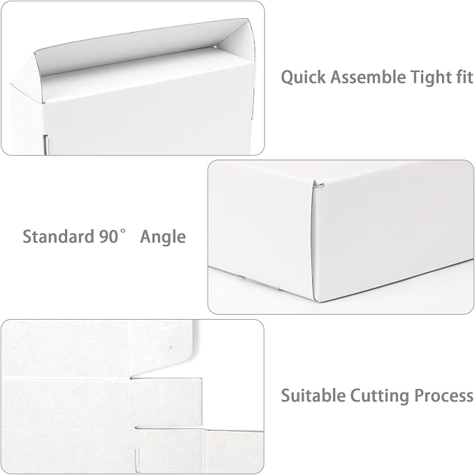 White Shipping Boxes Medium 10x8x2 Inches, 40 Pack Corrugated Cardboard Mailer Boxes for Packaging Small Business Mailing Gift