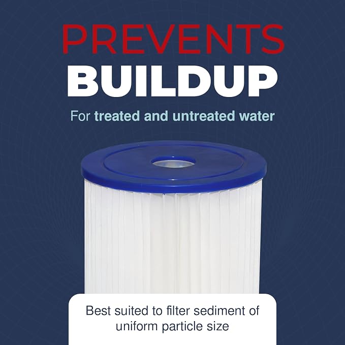 High Performance, 20 Inch Whole House Pleated Water Sediment Filter Replacement 5 Micron Water Filter Cartridge Compatible with ECP5-20BB, SPC-45-2005, Made in USA, 4-Pack