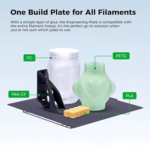 ENOMAKER Bamboo Original Engineering Build Plate for X1C/X1E/P1P/P1S/A1/P2S/X2D, Smooth Print Bed Surface,120°C HT for All Filament,Tough for Bambu Lab 3D Printer Hot Bed 257x257mm,X1 Carbon,P1 series