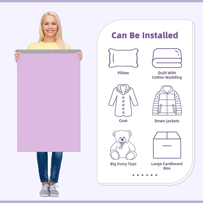 Fuxury Extra Large Poly Mailers 24x36" 25Pcs,XXL Jumbo Shipping Bags,Purple | 2.5 mil Thick,Strong Adhesive Mailers Poly Bag,Self Sealing Mailing Envelopes for Large Oversized Business,Boutique & Online