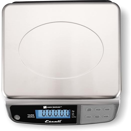 San Jamar Digital Food Scale, Battery Operated with 66 Pound Capacity for Cooking, Baking, Meal Prep, Diet Tracking, Stainless Steel, 6.82 Pounds, Silver