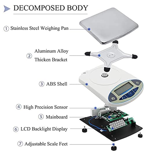 CGOLDENWALL Lab Scale 10kgx0.1g Digital Precision Scale Electronic Balance Laboratory Weighing Industrial Scale Kitchen Counting Scale Scientific Scale Calibrated (10kg, 0.1g)