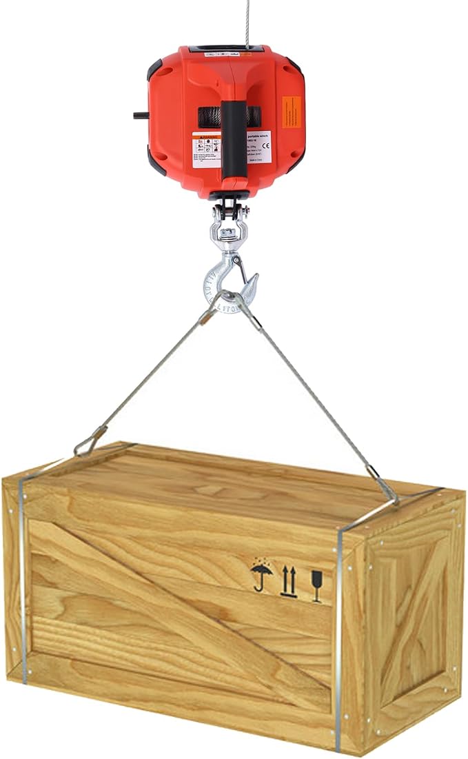 Drill Winch Hoist Portable Drill Winch 750 LB Capacity Handheld Drill Winch with 40 Foot Steel Wire for Lifting Dragging, Stretched Wire Fence, Log Handling