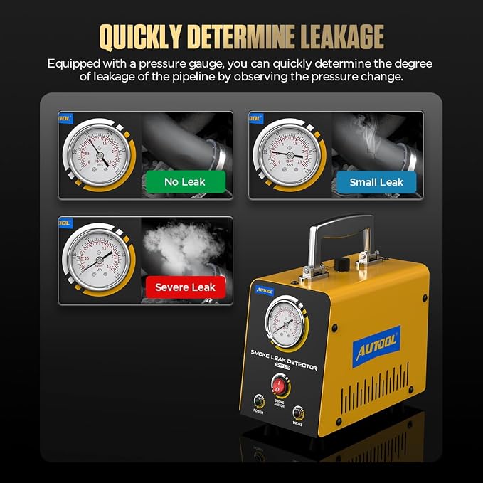 Automotive Smoke Machine EVAP Leak Detector Vacuum Leak Tester 12V Car Fuel Pipe System Leakage Locator Built-in Air Compressor Motor with Pressure Gauge for Car, Motorcycle, Truck, Boats and More