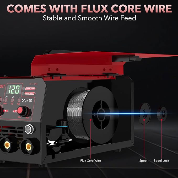 120A Mig Welder, 3 IN 1 Gasless Flux Core MIG/Lift TIG/Stick Welder Machine & E6013 Welding Rods Carbon Steel Stick Welding Electrodes ARC Welding Equipment