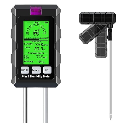6-in-1 Soil Tester, Moisture Meter with pH Meter, Soil Moisture, Environment, Sunlight, Humidity, Fertility for Agriculture, Gardening and Outdoor Plants (2 *AAA Battery Needed)