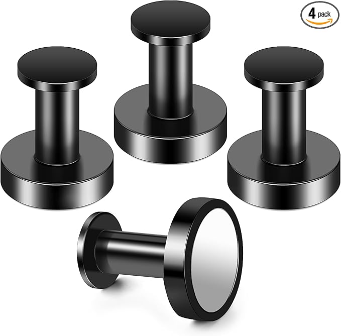 E BAVITE Magnetic Hooks 4 PCS 150lb Magnet Hook Cruise Cabins (Black) | Essentials Heavy Duty Wreath Hanger Strong Magnets for Classroom Whiteboard Wreath Coat Hanging Garage Cruise Ship Camping