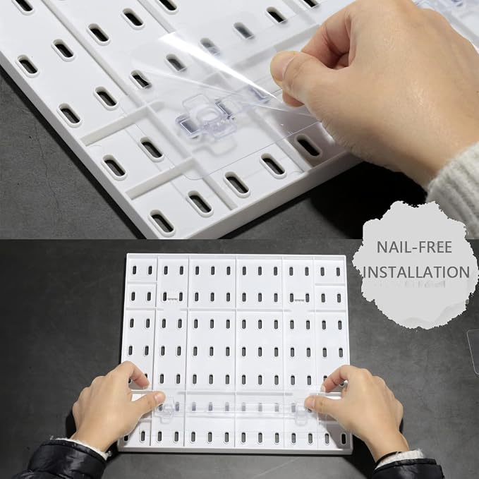 MULSAME Pegboard Combination Kit, Wall Mounted Storage Set with 8 Pegboards & 32 Accessories Hanging, White Peg Boards Organizer for Walls Display, Crafts Organization, Kitchen Organizer, 22" x 44"