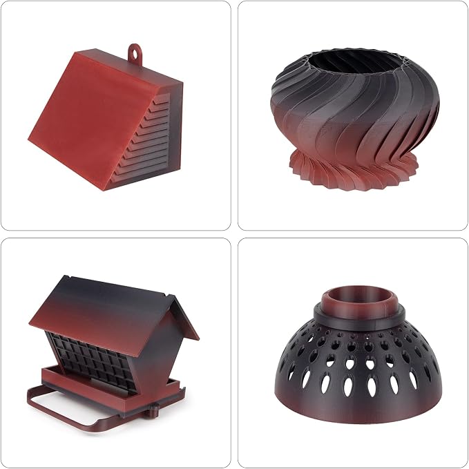 Colored ASA Filament 1.75 +/- 0.02mm - UV/Rain/Heat Resistant Durable 3D Printer Filament, No Warping, Non Odor & Fumes - Perfect for Outdoor Functional Mechanical Parts, 1kg Spool/Red+Black