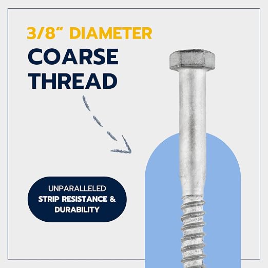 3/8 x 6 (50 Pack) Lag Screw Kit, 50 Screws and 50 washers, Hot Dip Galvanized, Meets ASME B18.2.1 Industrial/Commercial Grade by Makers Bolt