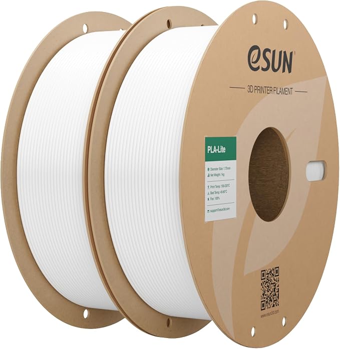 eSUN PLA Filament 1.75mm, High Toughness 3D Printer Filament Upgraded PLA Filament, Dimensional Accuracy +/- 0.03mm, 1KG per Spool, 2 Spools 3D Printing Filament, Cold White