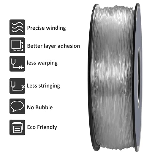 GEEETECH Flexible TPU Filament 1.75mm, TPU Filament 95A for 3D Printer, 1kg Spool, Transparent