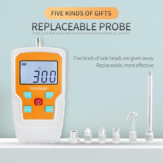 Digital Force Gauge Push and Pull Meter Dynamometer Tension Pressure Tester Thrust Meter Compression Load Plug Force Destructive Tests 300N/30kg/65lbf/1080Oz