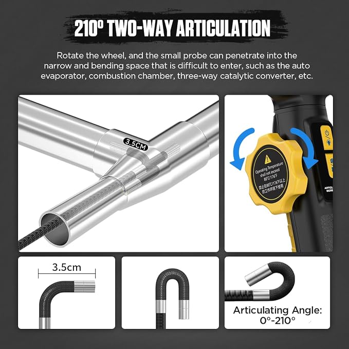 SVB305 Two-Way 210° Articulating Borescope, 4.3" IPS HD Endoscope with Light, IP67 Waterproof 3FT Flexible Cable, 32GB SD Card & 2000mAh Battery, for Automotive/Mechanical/Pipeline Inspections