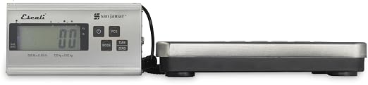 San Jamar Escali Digital Kitchen Scale SCDG264 – Platform Kitchen Scale with Remote Display, 264lb Capacity, Stainless Steel Surface, Tare Function, Auto Shutoff, Adapter Included