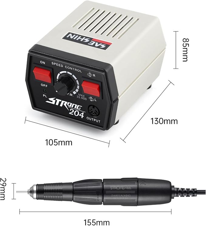 35K RPM Micromotor Polisher with Micro Motor Handle, Micromotor for Jewelry,Ceramics,Silicone,Glasswork,Woodcarving (204, 102L)