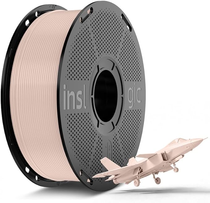 Inslogic Pre-Dried PLA Pro 3D Printer Filament, Strong & Tough PLA Pro Filament 1.75mm ±0.02mm, Reusable Spool, Compatible with Bambu and More FDM Printers, 1kg (Beige)